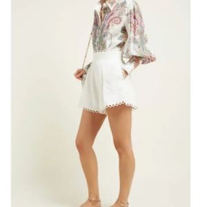 Zimmerman allia high waisted linen shorts